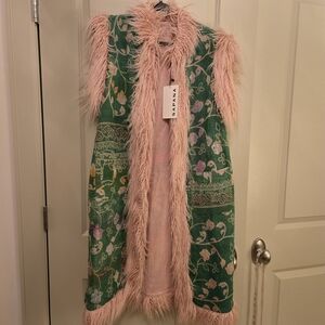 Sapana Green and Pink Floral Women's Coat
